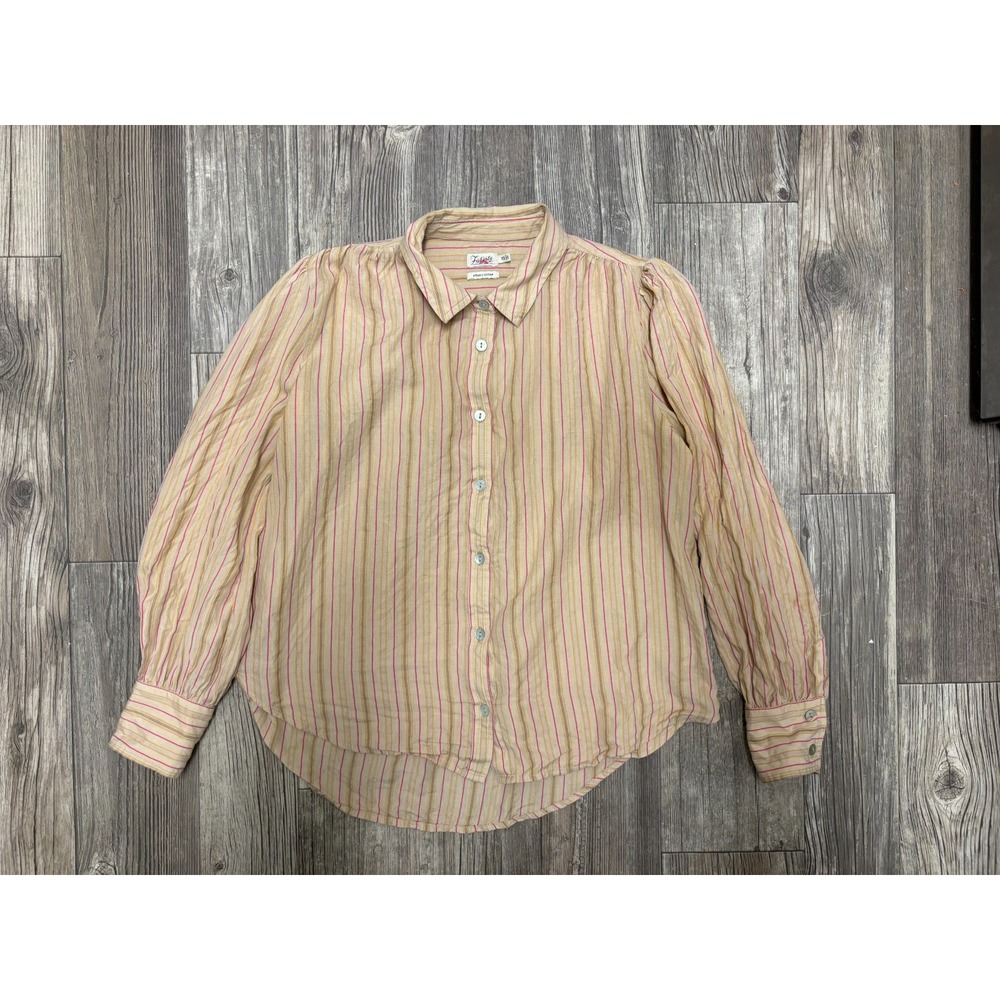 Faherty Women's Long Sleeve Organic Cotton Striped Button Down Shirt Size XS